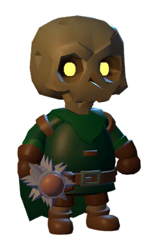A zombie with a skull face and a spiked mace