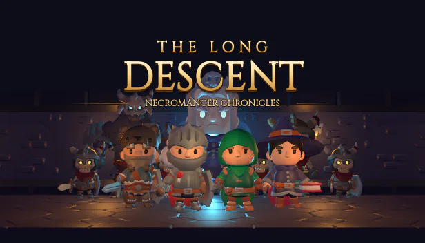 The Long Descent capsule art: the party in the crypt.